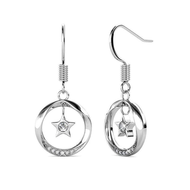 [Australia] - YOURDORA Moon and Star Earrings Necklace Sets Round Swarovski Crystals Original Gifts for Women 