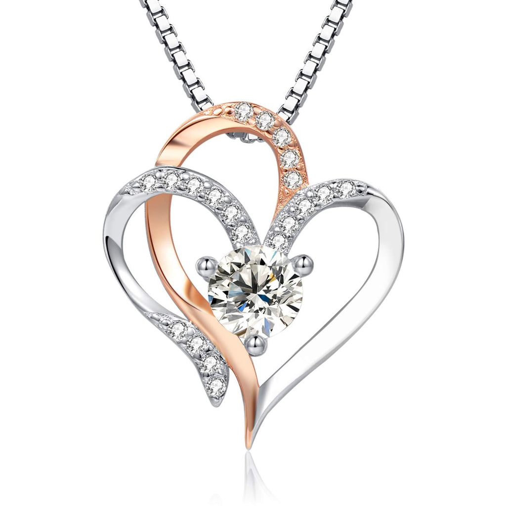[Australia] - 925 Sterling Silver Heart Necklace 5A Cubic Zirconia Love Pendant Necklaces for Women Clear 