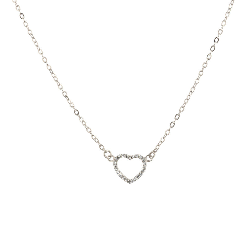 [Australia] - EME IVANY 925 Sterling Silver Sparkling Open Heart 5A Cubic Zirconia Pendant Necklace for Women 