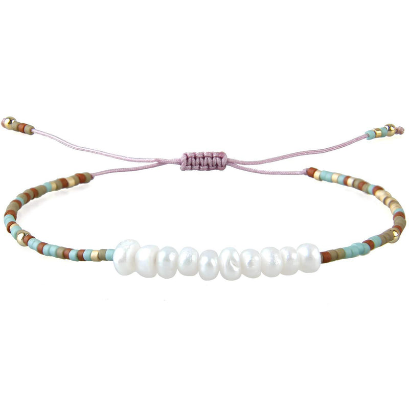 [Australia] - KELITCH Women Bracelets for Girls Men Shell Pearl Japanese Seed Beads Charm Friendship Bracelets Handmade Adjustable String Bracelet Colorful V 