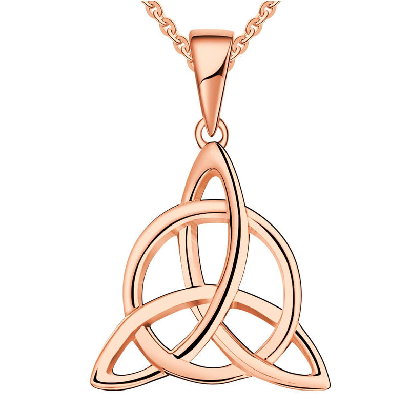 [Australia] - JO WISDOM Women Necklace,925 Sterling Silver Irish Triquetra Celtic Knot Pendant Necklace Rose Gold Color 