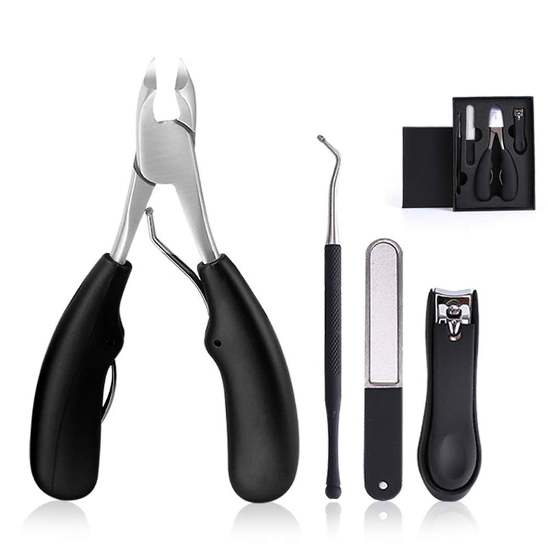 [Australia] - Hexint 4pcs Toenail Clippers for Thick or Ingrown Toenails Stainless Steel Podiatrist Tool Strong Big Hard Nails Scissors Clipper Lifter File Kit 