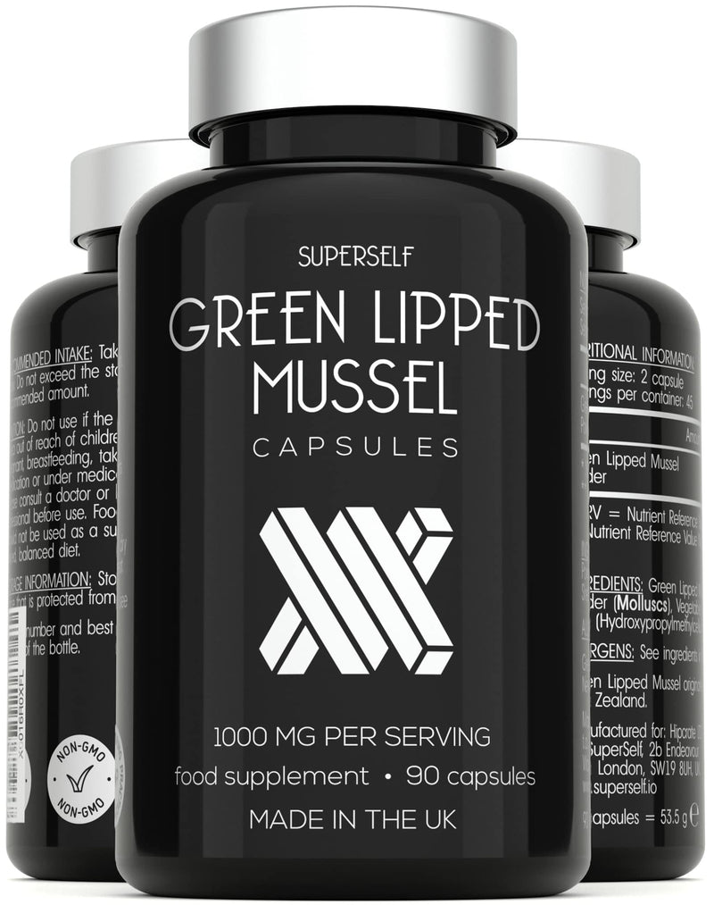 [Australia] - Green Lipped Mussel Capsules 1000mg - New Zealand Green Lipped Mussel for Humans & Dogs - 100% Pure High Strength Supplement - 90 Tablets - Made in The UK 