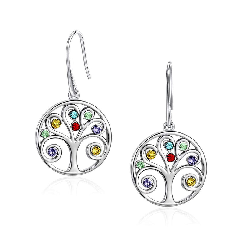 [Australia] - CRYSLOVE Tree of Life Earrings for Women Girls 925 Sterling Silver Crystal Family Tree Earrings Necklace,Jewelry Gifts for Mum/Girlfriend/Wife/Daughter Colorful Earring 