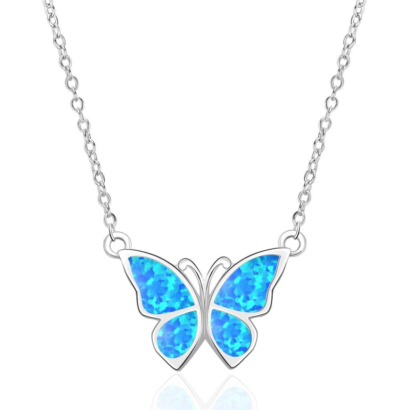 [Australia] - WINNICACA Butterfly Jewellery Opal Sterling Silver Necklace and Earrings for Women Gifts Blue 