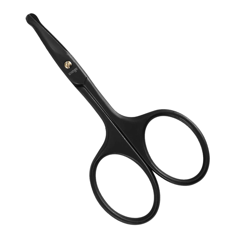 [Australia] - LIVINGO 9CM Premium Nose Hair Scissors, Curved Safety Blades with Rounded Tip for Trimming Small Details Facial Hair, Ear Hair, Eyebrow (Black) Black Curved 