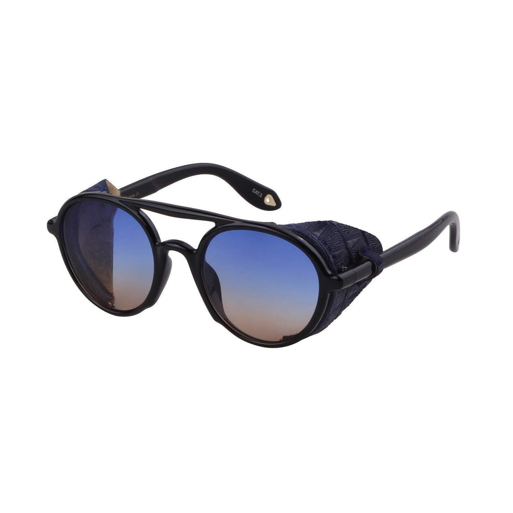 [Australia] - ADEWU Retro Sunglasses Metal Steampunk Style Inspired Round Glasses for Men Women Black Blue 