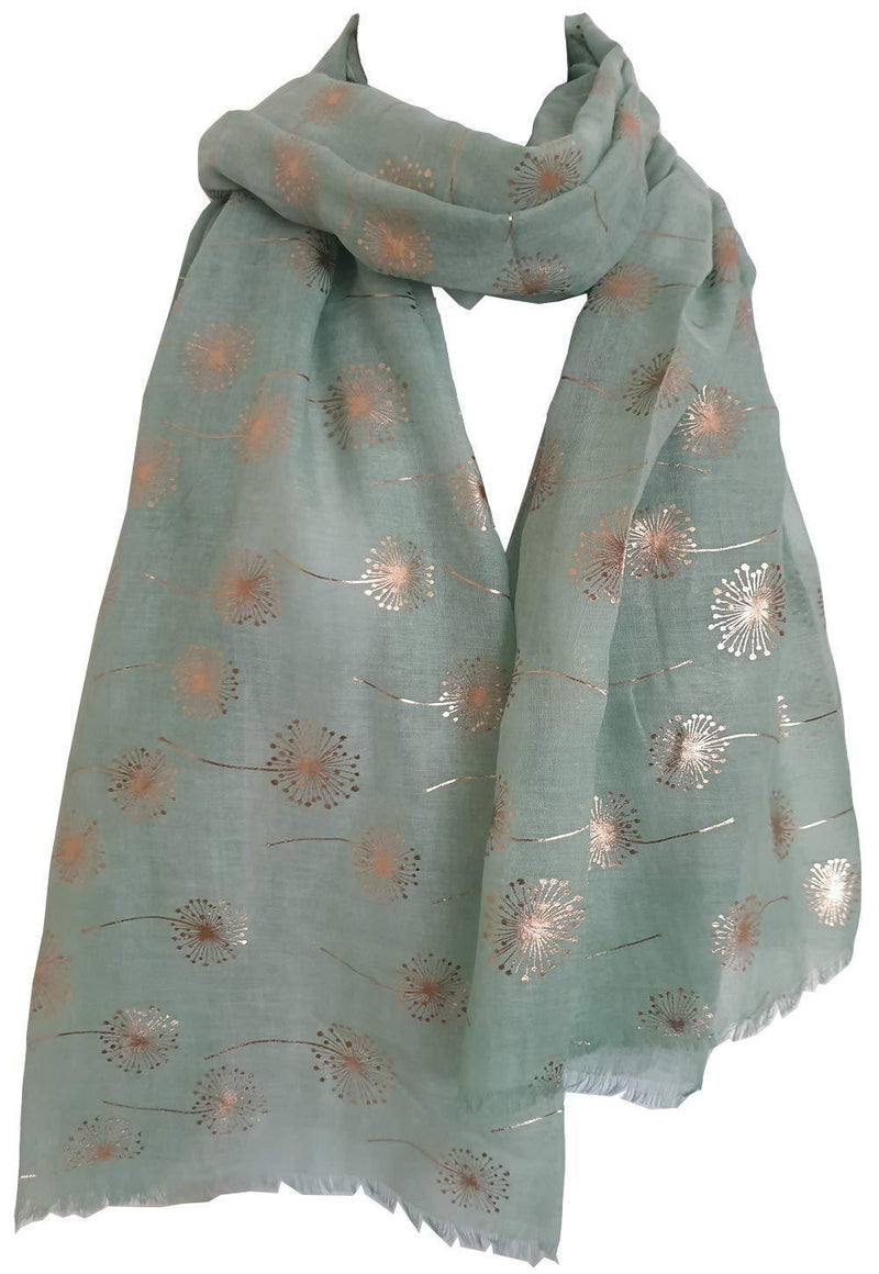 [Australia] - Dandelion Scarf Glitter Dandelions Flower Print Fashion Ladies Womens Classy Party Wrap Az4 - Mint Green 