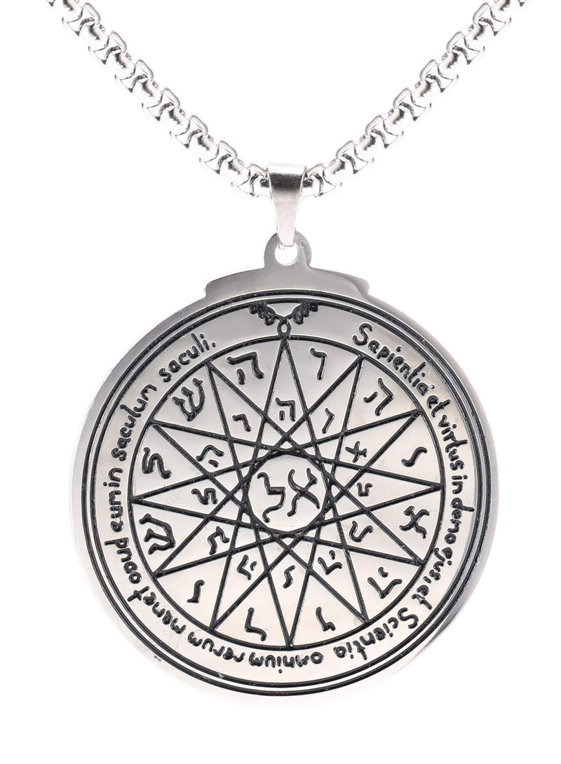 [Australia] - EUEAVAN Mercury Stainless Steel Pendant Necklace Wicca Protection Talisman Sturdy Rolo Chain Pagan Jewelry Unisex Jewelry 
