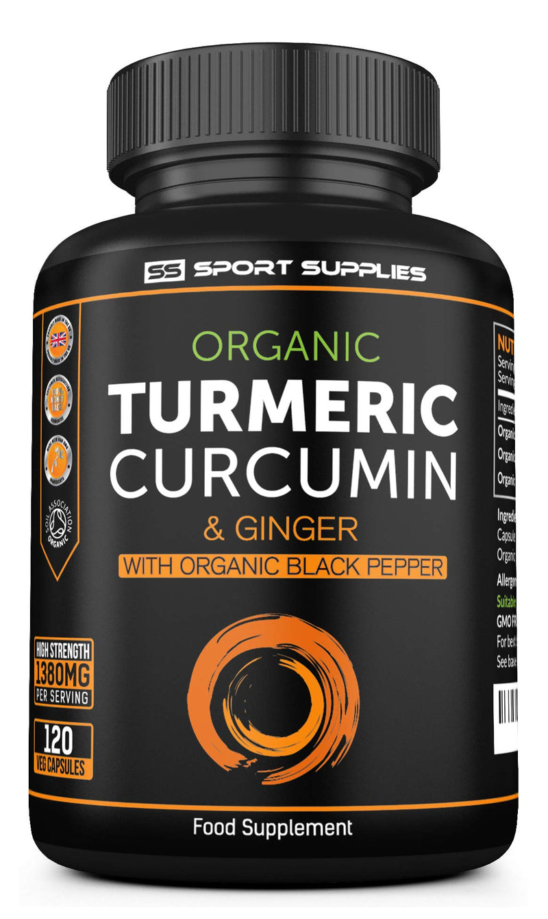 [Australia] - Organic Turmeric Capsules High Strength and Black Pepper with Active Curcumin with Ginger 1380mg - Advanced Tumeric - Each 120 Veg Capsule is Organic 