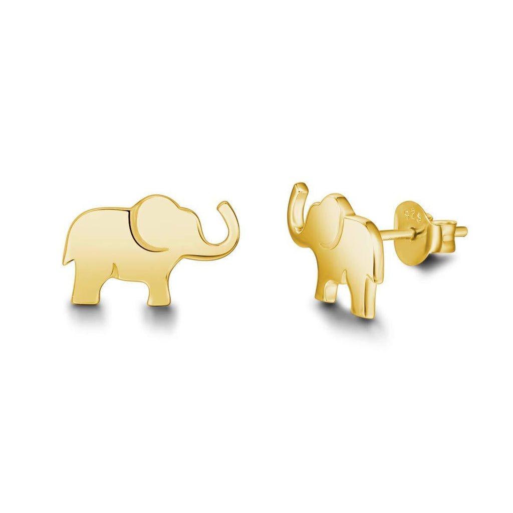 [Australia] - FANCIME White/Yellow/Rose Gold Plated 925 Sterling Silver High Polished Cute Mini Lucky Elephant Pendant Necklace/Stud Earrings/Charm Bracelet Fine Jewellery for Women Girls Yellow Gold Plated 