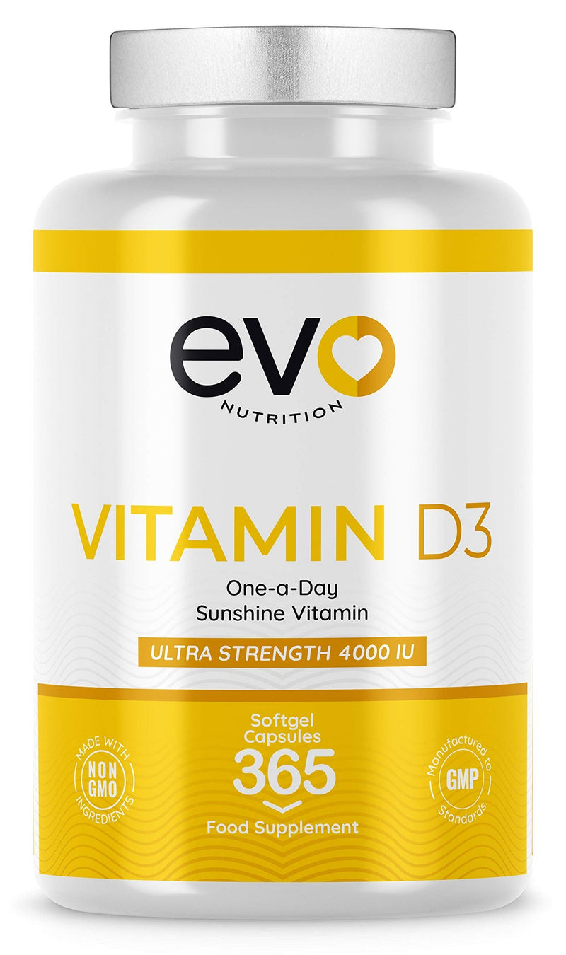 [Australia] - Vitamin D 4000IU High Strength Supplement | 365 Vitamin D3 Softgels - 1 Year Supply (not Tablets) | Vit D3 | One-a-Day | High Absorption Cholecalciferol | Made in UK 