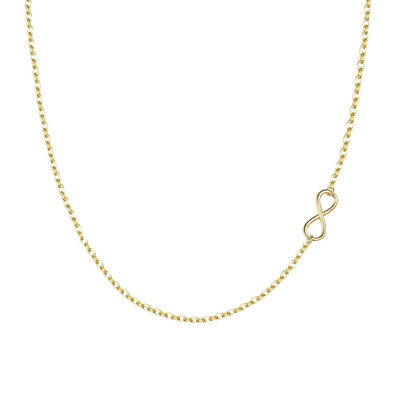 [Australia] - EVER FAITH Wedding Jewelry 925 Sterling Silver Small Sideways 8 Shaped Infinity Pendant Choker Necklace Golden Color 