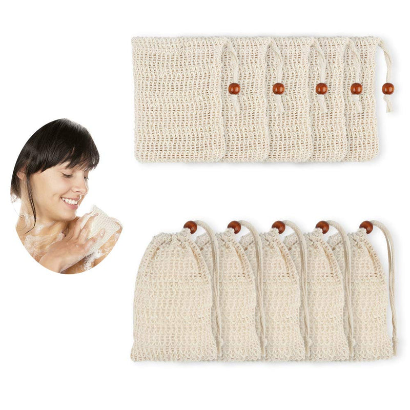 [Australia] - Dadabig 10 PCS Sisal Soap Bag, Organic Soap Bag Natural Fiber Soap Bags with Drawstring Rope for Bath Shower Exfoliation and Massage 