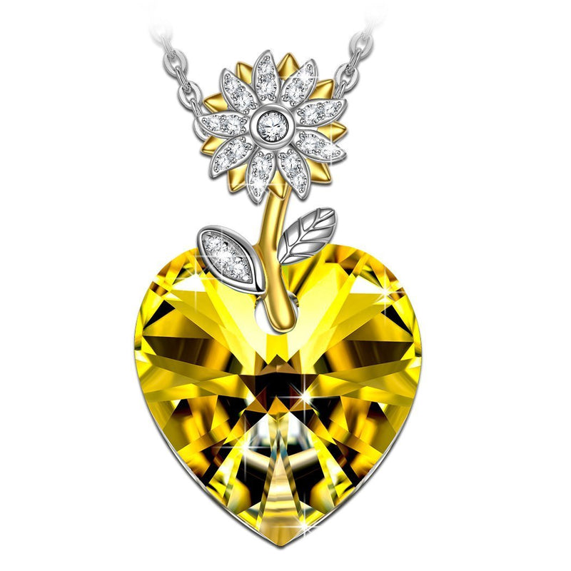[Australia] - Kate Lynn - Sun Flower - Pendant, Crystal from Austria, Original Design, Jewellery Gift Box Girasol 