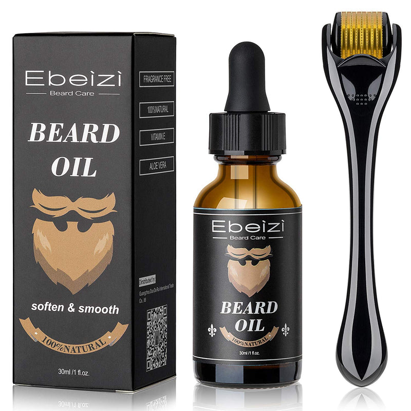 [Australia] - Ebeizi Beard Growth Kit, Beard Growth Oil Activator Serum, Beard Roller for Men, Derma Roller for Men, Beard Grooming Tools for Beard Rapid Growth and Thickening 