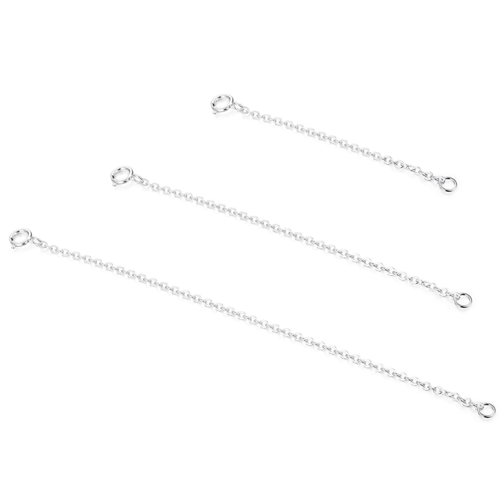 [Australia] - Sllaiss 3 Pieces 925 Sterling Silver Pendant Necklace Bracelet Anklet Chain Extenders for Necklace 14K Gold Plated Rose Gold Plated 2" 3" 4" A: Silver Tone 