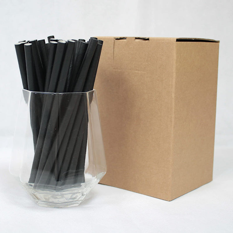 [Australia] - Black Cocktail Straws (6mm x 140mm) - Pack Size 500 - Made in Britain - Biodegradable Paper Straws/Eco-Friendly/Highly Durable/Food Safe 