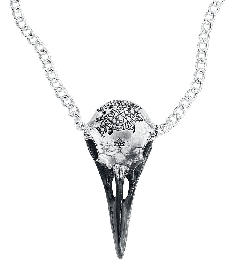 [Australia] - Alchemy Gothic Volvan Raven Skull Unisex Necklace Silver-Coloured, Pewter, 