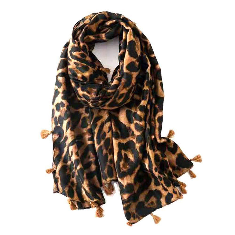 [Australia] - Micoop Women's Chic Leopard Pattern Scarf Long Large Animal Print Shawl Wrap Brown 