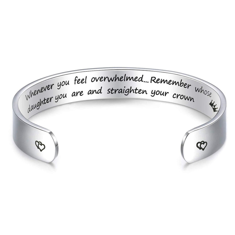 [Australia] - LParkin Inspirational Gifts Women Bracelet Whenever You Feel Overwhelmed Remember Whose Daughter You are 3/8” 6” Stainless Steel Polished Finish (Whenever You Feel Overwhelmed - Daughter) 