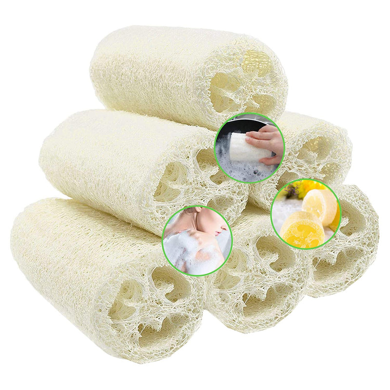 [Australia] - 6 Pcs Natural Loofah, Exfoliating Luffa Natural Loofah Sponge Body Scrubber For Bathing And Back Caring Spa, 4 Inch Length Organic Loofah Loofahs Sponges For Shower Scrubbing And Kitchen Cleaning 
