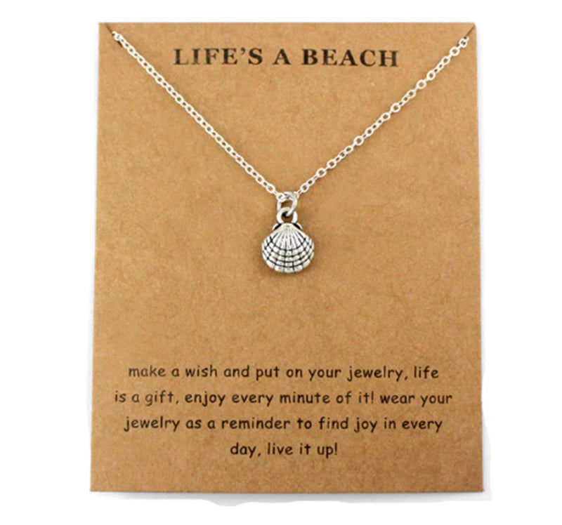 [Australia] - Shell Necklace, Surfer Pendant Gift, Life's a beach 