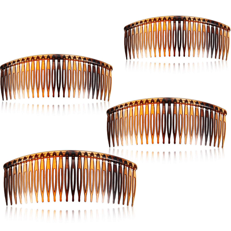 [Australia] - 4 Packs Tort Slide Comb Tortoise Shell Side Comb Plain Hair Comb Large Tort Hair Combs Slides 12.5 cm Hair Side Comb Set 