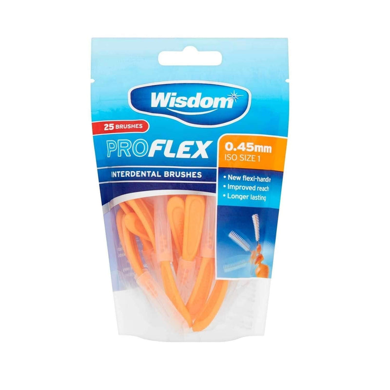 [Australia] - Wisdom Pro Flex Interdental Brushes 0.45mm Orange 25 Pack 0.45 mm (Pack of 25) 