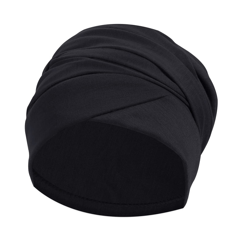 [Australia] - Ever Fairy Turban Head Wrap Scarf,African Women' Soft Long Scarf Shawl Hair Bohemian Headwrap Stretch Headband Tie Black 