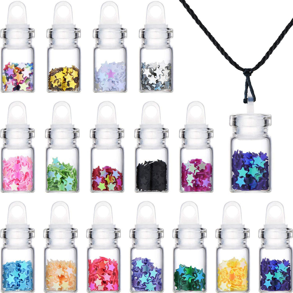 [Australia] - 16 Pieces Pixie Dust Necklaces Mini Glass Bottle Necklace with Glitter for Girls, Festive Party Daily Supplies 