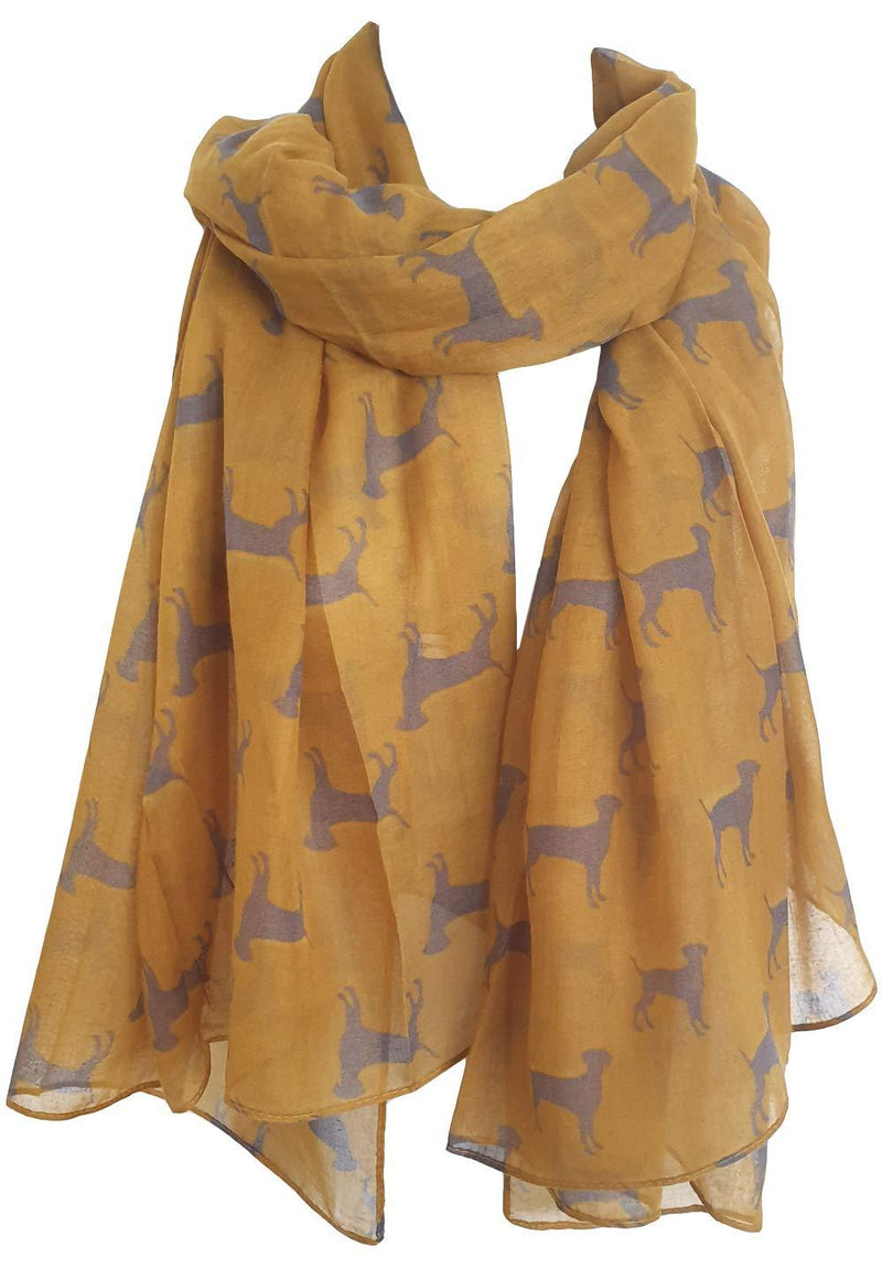 [Australia] - GlamLondon Labrador Dog Scarf Ladies Fashion Scarves Mustard 
