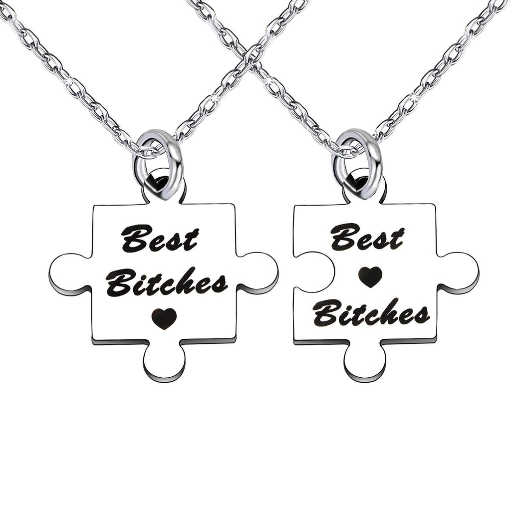 [Australia] - 2pcs Necklace Set for Friendship Long Distance Graduation Christmas Best Bitches Stainless Steel 