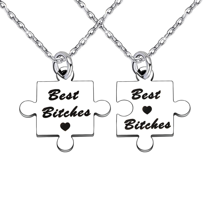 [Australia] - 2pcs Necklace Set for Friendship Long Distance Graduation Christmas Best Bitches Stainless Steel 