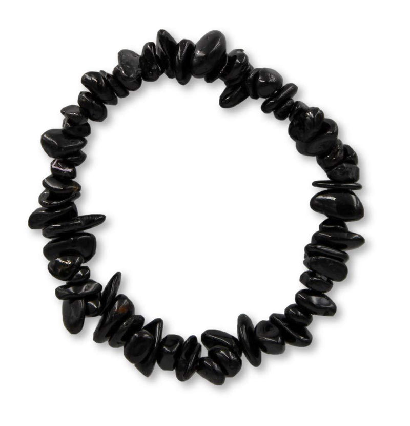 [Australia] - Taddart Minerals - Black splitter bracelet made of natural gemstone tourmaline Schorl strung on elastic nylon thread - handmade 