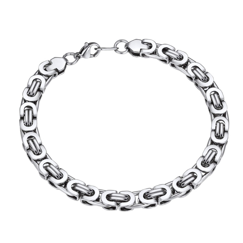 [Australia] - ChainsPro Byzantine Bracelet for Men Bracelet Gifts for Him Boyfriend Men,6mm,19/21cm 19.0 Centimetres 01-6mm silver 