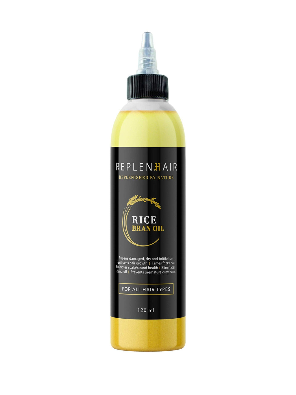 [Australia] - Replenhair Rice Bran Hair Oil, for Strong & Healthy Hair With Grape Seed Oil Extracts, Helps Fight Greying Of Hair Naturally, Suitable for All Hair Types - 100% Natural, 120ml 