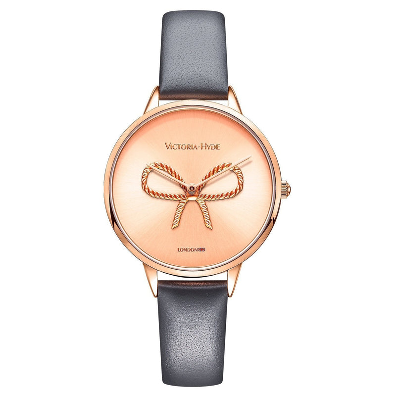 [Australia] - VICTORIA HYDE Women Watches Analog Quartz Round/Square Dial with 3D Butterfly/Bow Pattern Gray 