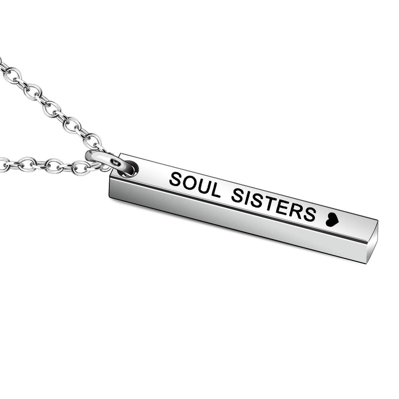 [Australia] - YONGHUI Soul Sisters Neckalces For Women Girls Family Friends Birthday Christmas New Year Jewellery Gifts Silver 