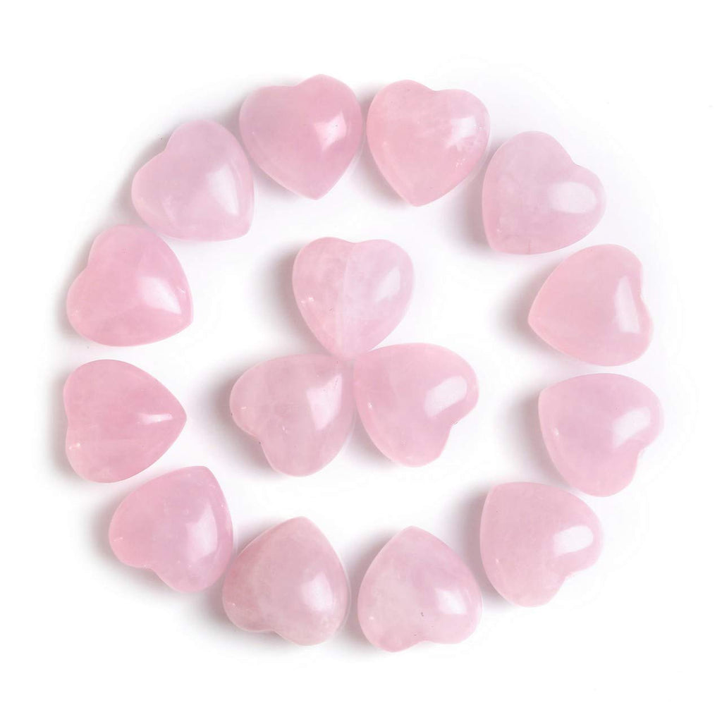 [Australia] - CrystalTears 15pcs Rose Quartz Crystal Heart Stone Love Worry Stone Tumbled Polished Pink Healing Crystal Pocket Palm Stone for Reiki Chakra Healing Home Decoration 15pcs Heart Stone 