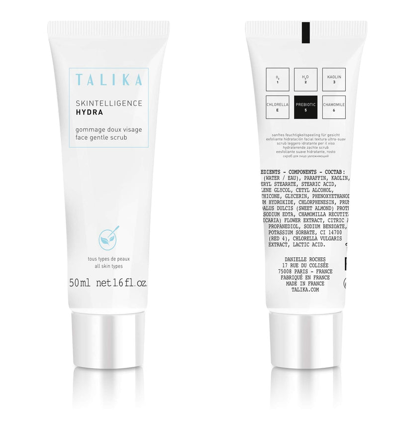 [Australia] - Talika - Gentle Moisturizing Face Scrub - Skintelligence Hydra Face Gentle Scrub - Cleanses and Tightens Pores - For Purified, Soft and Clean Skin - For All Skin Types - 50 ml Tube 