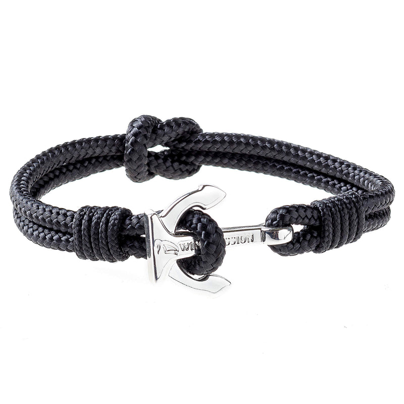 [Australia] - Wind Passion Premium Anchor Bracelet Durable Nautical Rope Cuff Wristband for Men Women Black Pearl X-Large ( Wrist size: 19.5 - 21.4 cm ) 