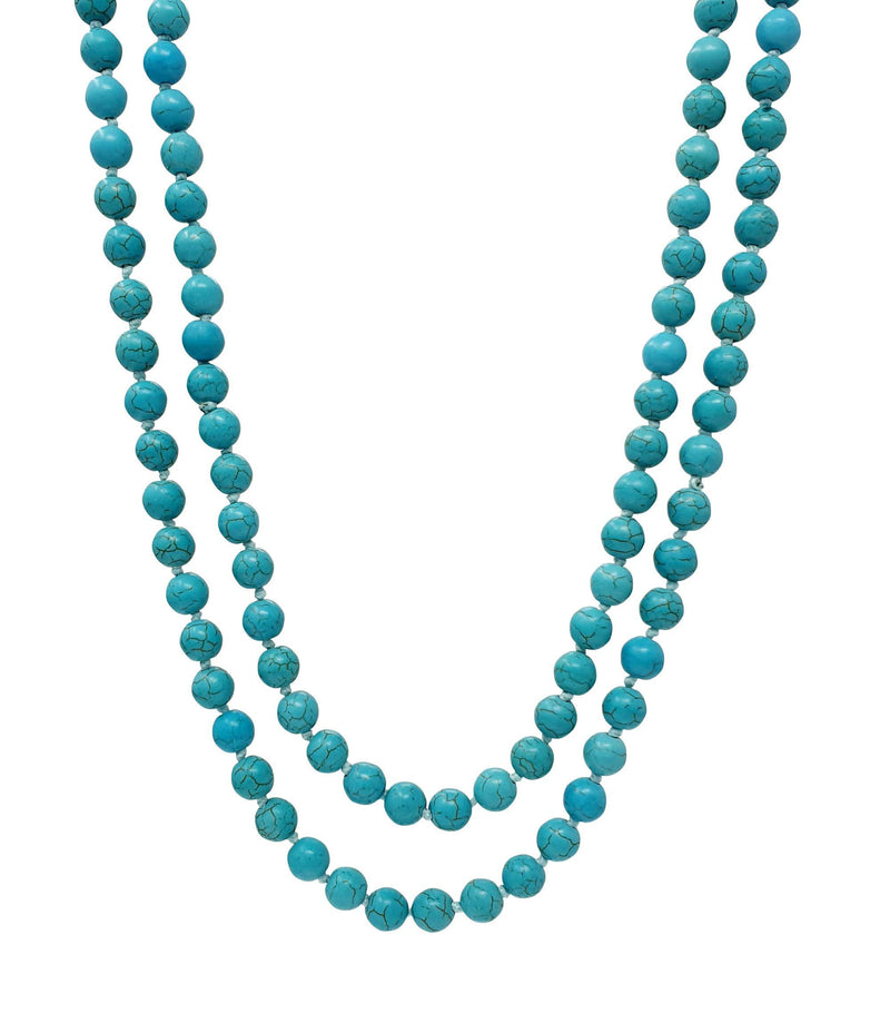 [Australia] - TreasureBay Freestyle 8mm Natural Gemstone Beaded Necklace 120cm, Womens Gemstone Necklace Turquoise 