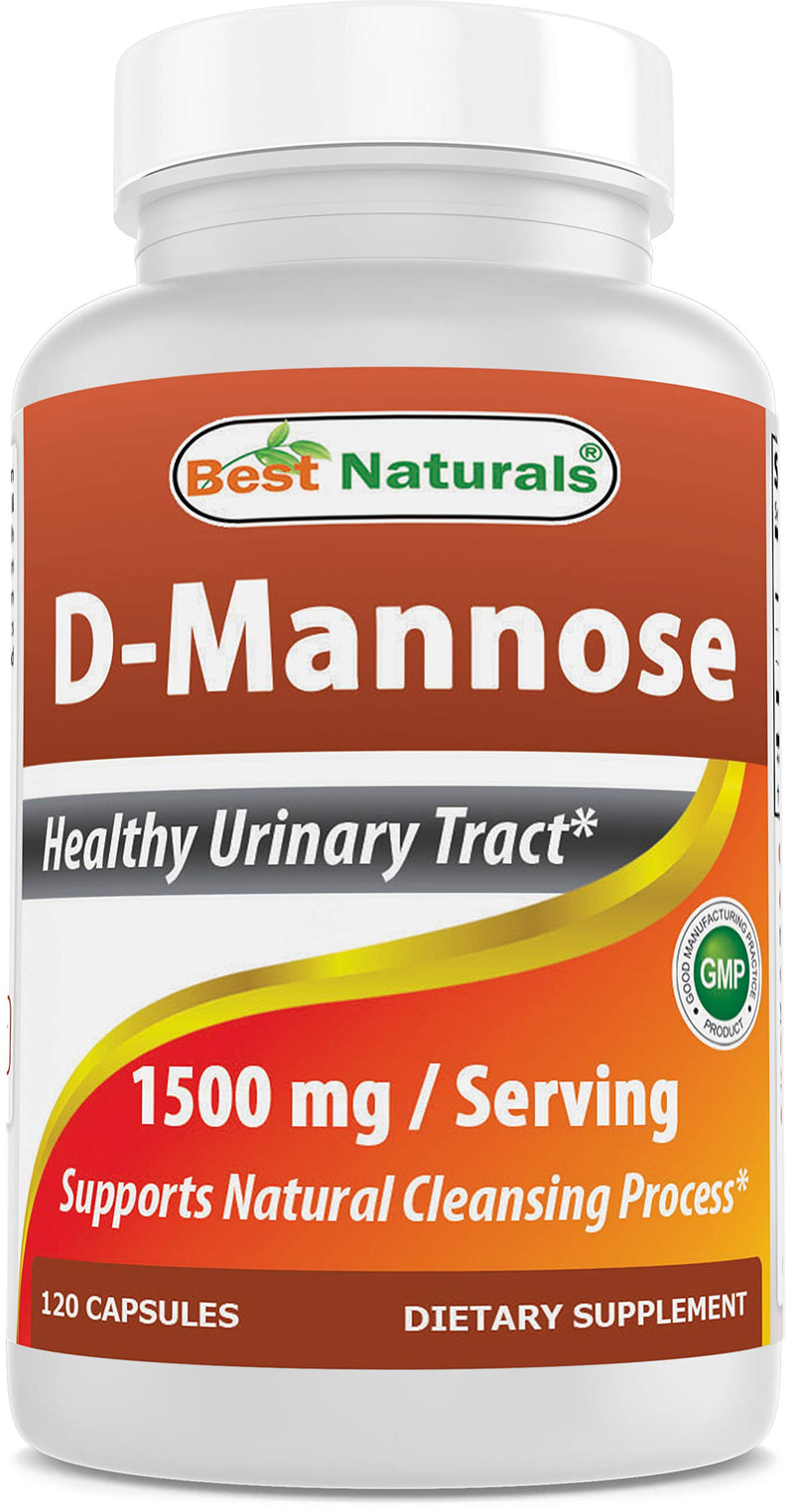 [Australia] - Best Naturals D-Mannose Capsules - Urinary Tract Cleanse Supplement 1500mg/Serving - 120 Count (120 Count (Pack of 1)) 120 Count (Pack of 1) 