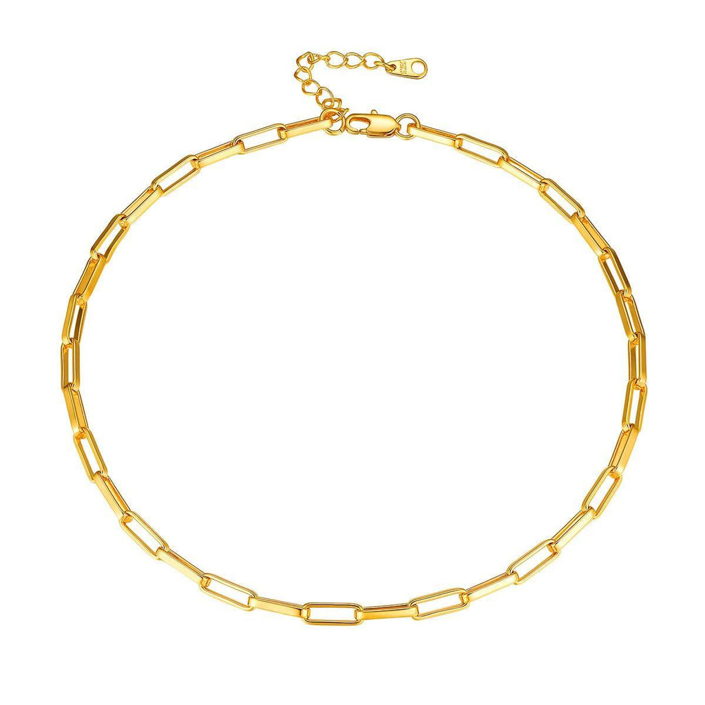 [Australia] - FOCALOOK Choker Necklace for Women Girls, 14+2 Inches 18K Gold Plated Statement Simple Single or Double Layer Necklace Choke Collar Style F 