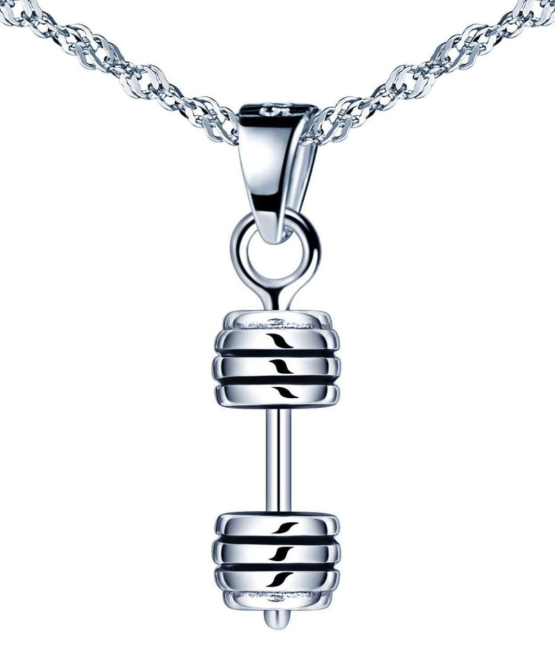 [Australia] - Infinite U Women Girl's 925 sterling silver Necklace, Unique fitness dumbbell Pendant, unique and retro, Christmas Birthday gift 