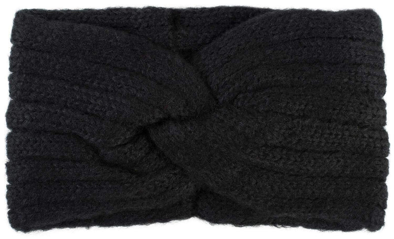 [Australia] - styleBREAKER Women Ribbed Knit Headband with Twist Knot, Hairband, Headband 04026041 One Size Black 