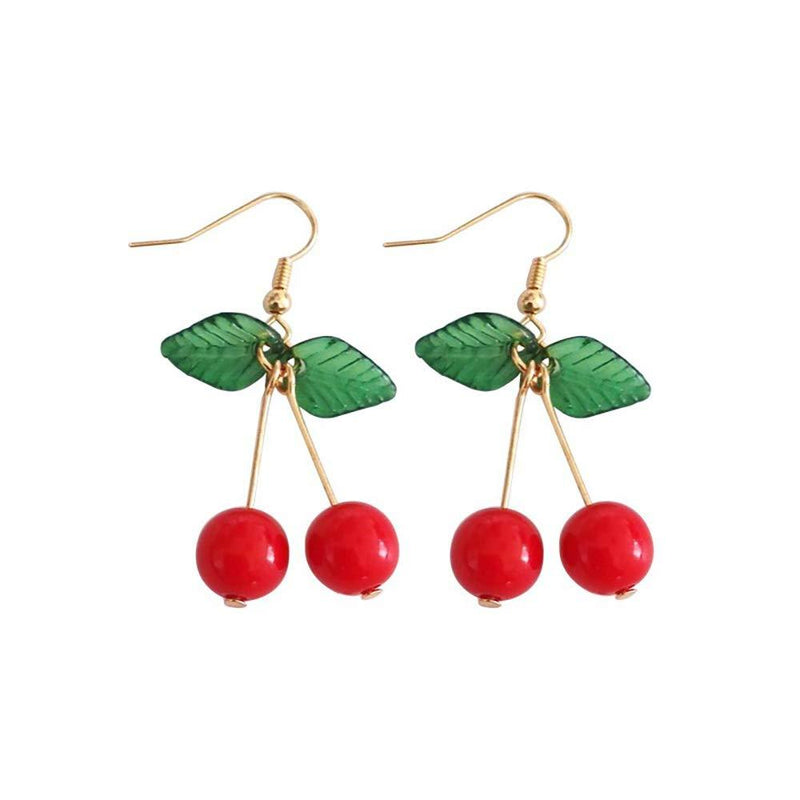 [Australia] - KENYG Women Fashion Jewelry Fruit Gold Dangle Earrings Red Cherry Ear Drop For Friends Fall Winter Ear Accessories 