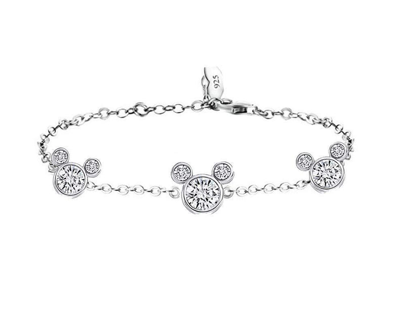 [Australia] - MixiuEuro Women Girls Micky Bracelets, 925 Sterling Silver Cubic Zirconia Mouse Bracelets Jewellery Gift For Girls Child 