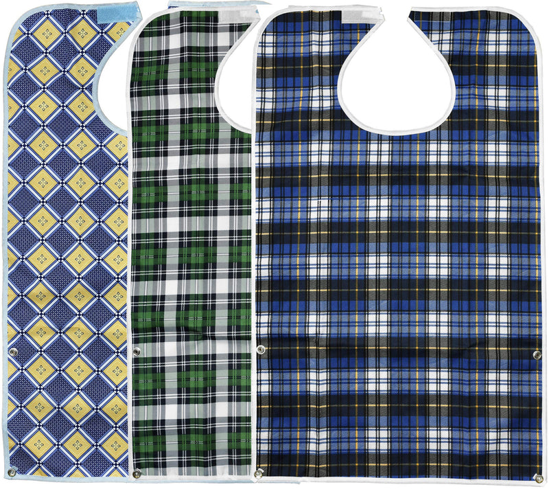 [Australia] - 3 Pack Adult Bibs with Crumb Catcher - Waterproof and Reusable Clothing Protectors for Elderly Men and Women 